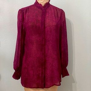 Chico’s  Magenta Sheer blouse blouse ruffles Large / Chico 2